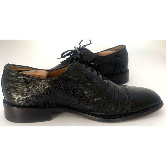 Botticelli Genuine Teju Lizard Black Oxford/Derby Shoes US10-10.5 Made in Italy main image 13
